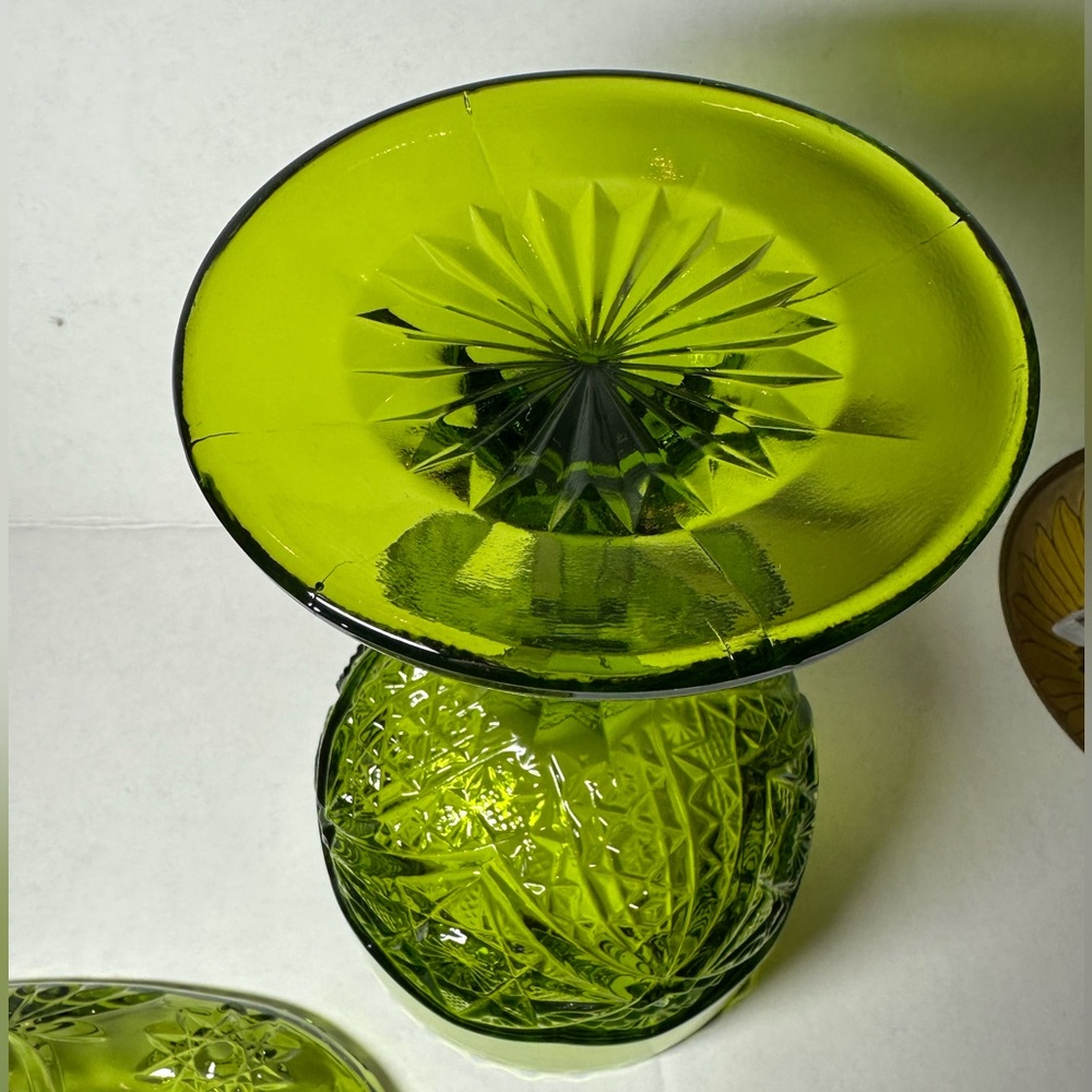 Vintage Viking Glass Compote & Star of David Anchor Hocking Oblong Divided Dish. - Picture 5 of 8